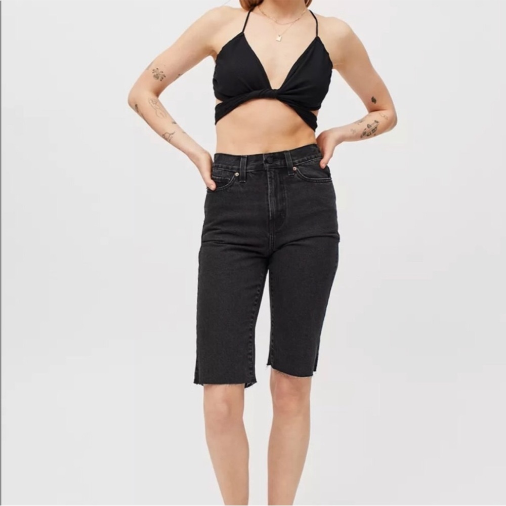 BDG slim‎ high waisted black denim Bermuda shorts size 30